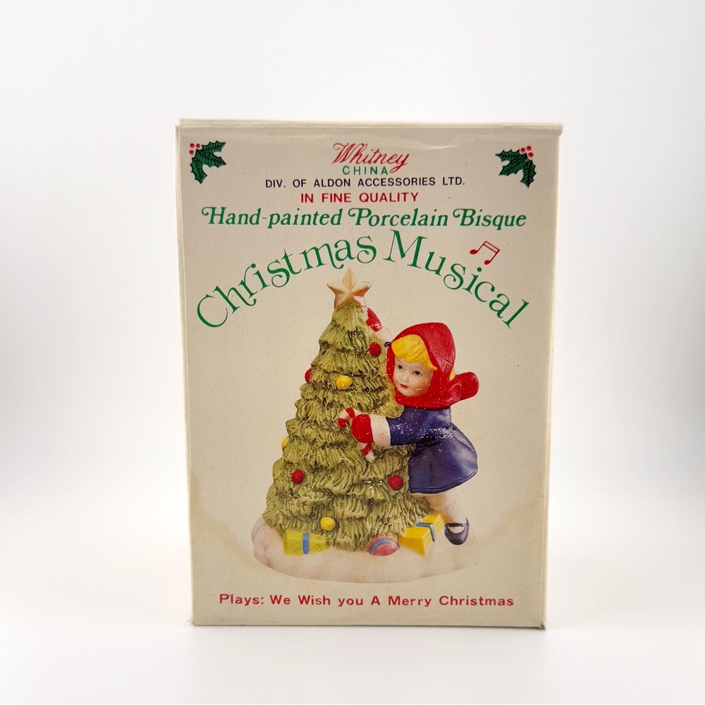 Vintage Whitney Christmas Musical Porcelain Figurine w/ Box